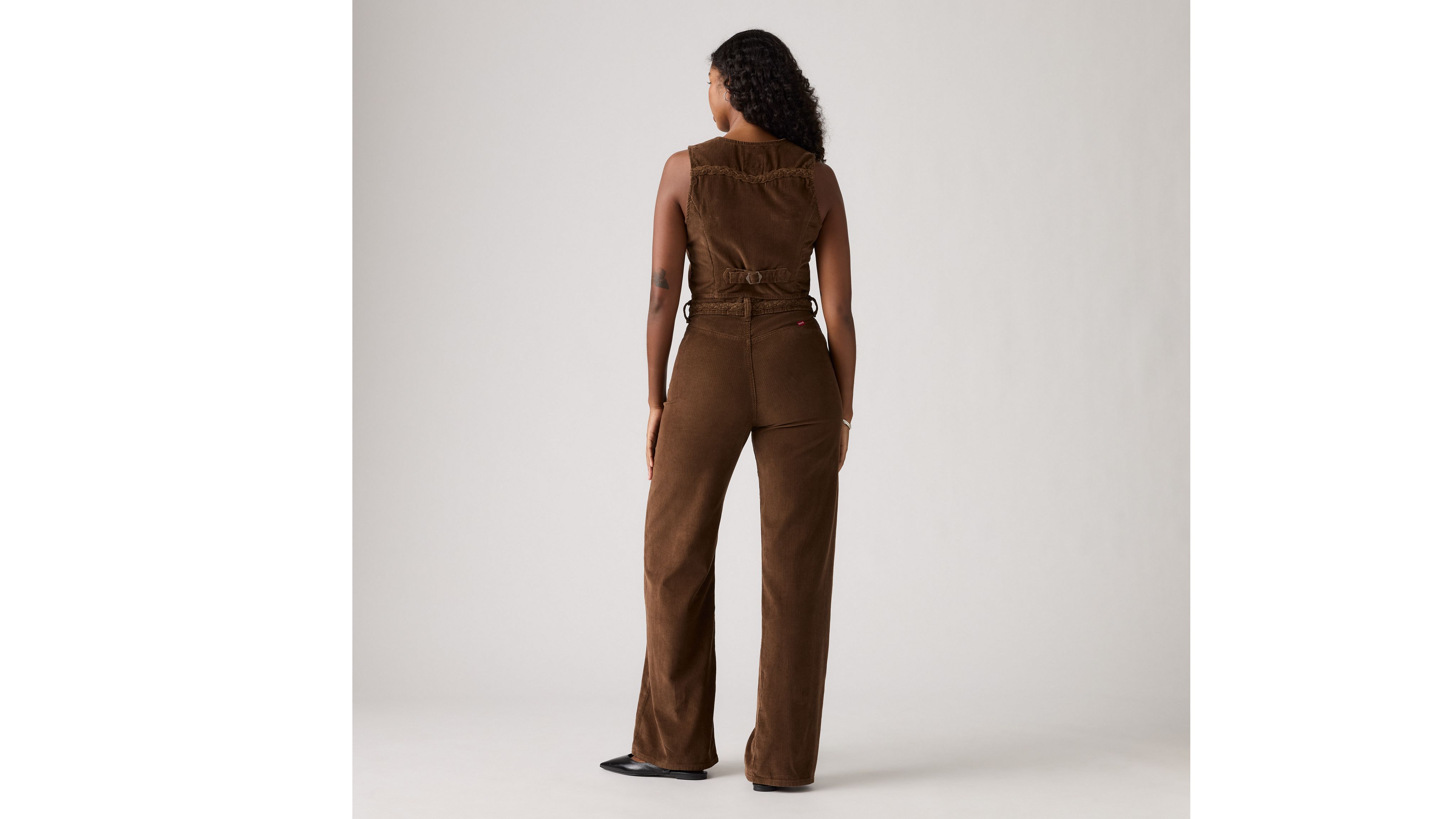 Женские джинсы Ribcage Wide Leg с плетением Levi's, Carafe - Brown — фото 3