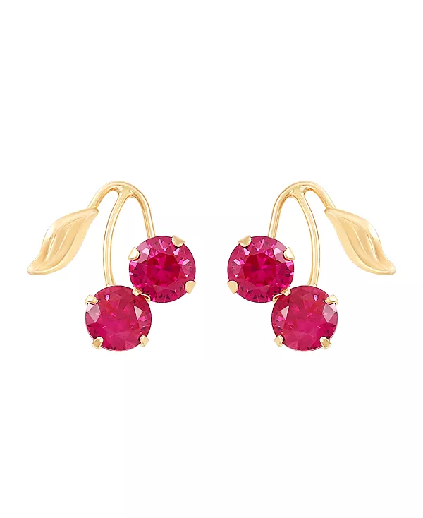 

Серьги-Пуговицы в форме вишневых листьев с выращенными в лаборатории рубинами (1-1/3 карата) из 10-каратного желтого золота Macy'S, ruby