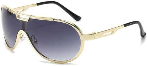 

Мужские солнцезащитные очки с массивными металлическими двойными перемычками, модные цельные очки для женщин, градиентные оттенки, защита от УФ-излучения UV400 MTZJH, Golden Gray Gradient