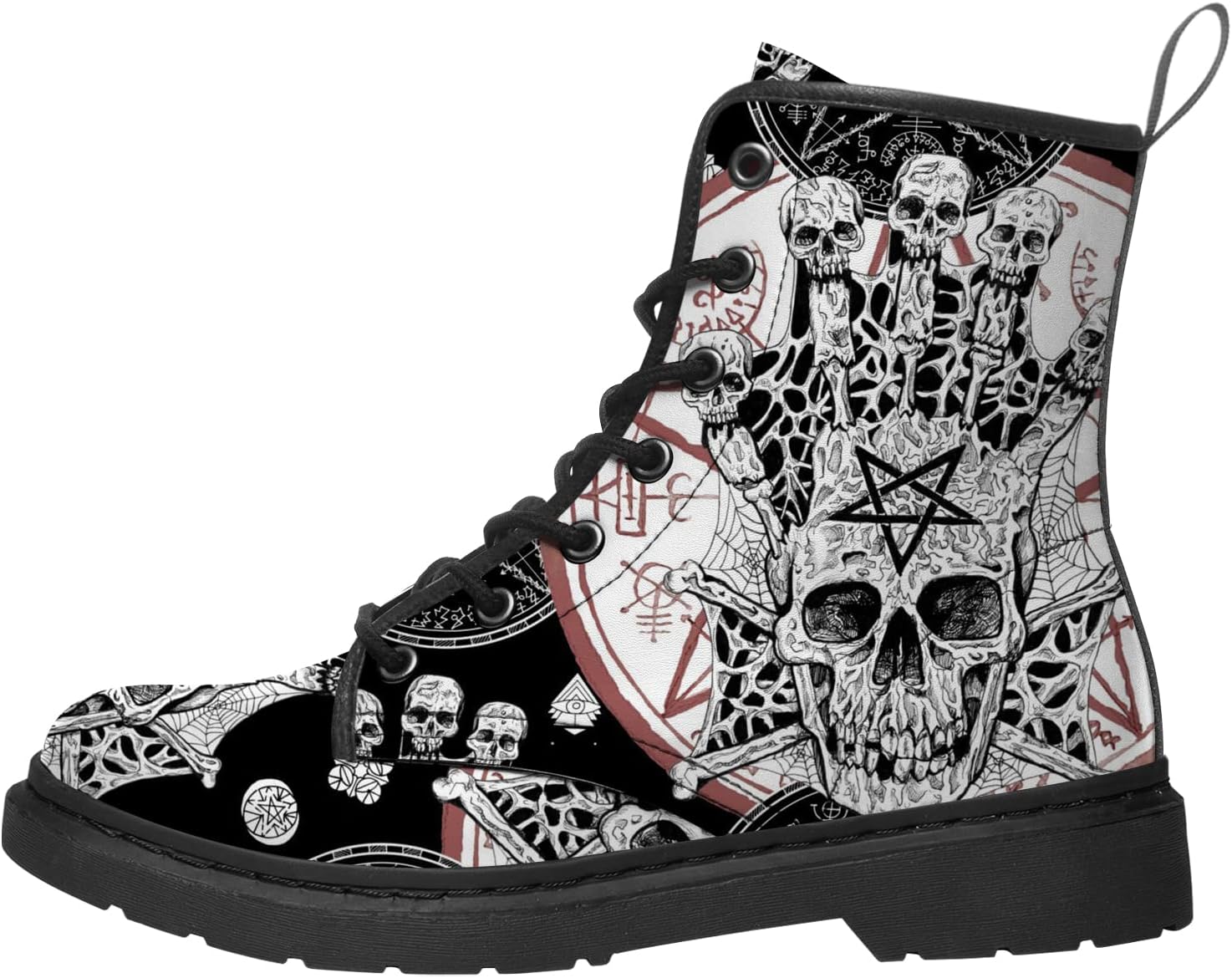 

Ботинки lodaden с принтом черепа для мужчин и женщин, ботинки на шнуровке, классические зимние ботильоны, белый/черный