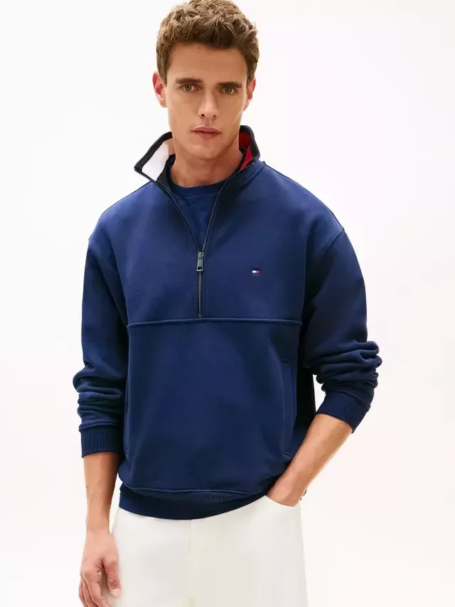Толстовка с застежкой-молнией и цветными блоками, темно-синяя Tommy Hilfiger