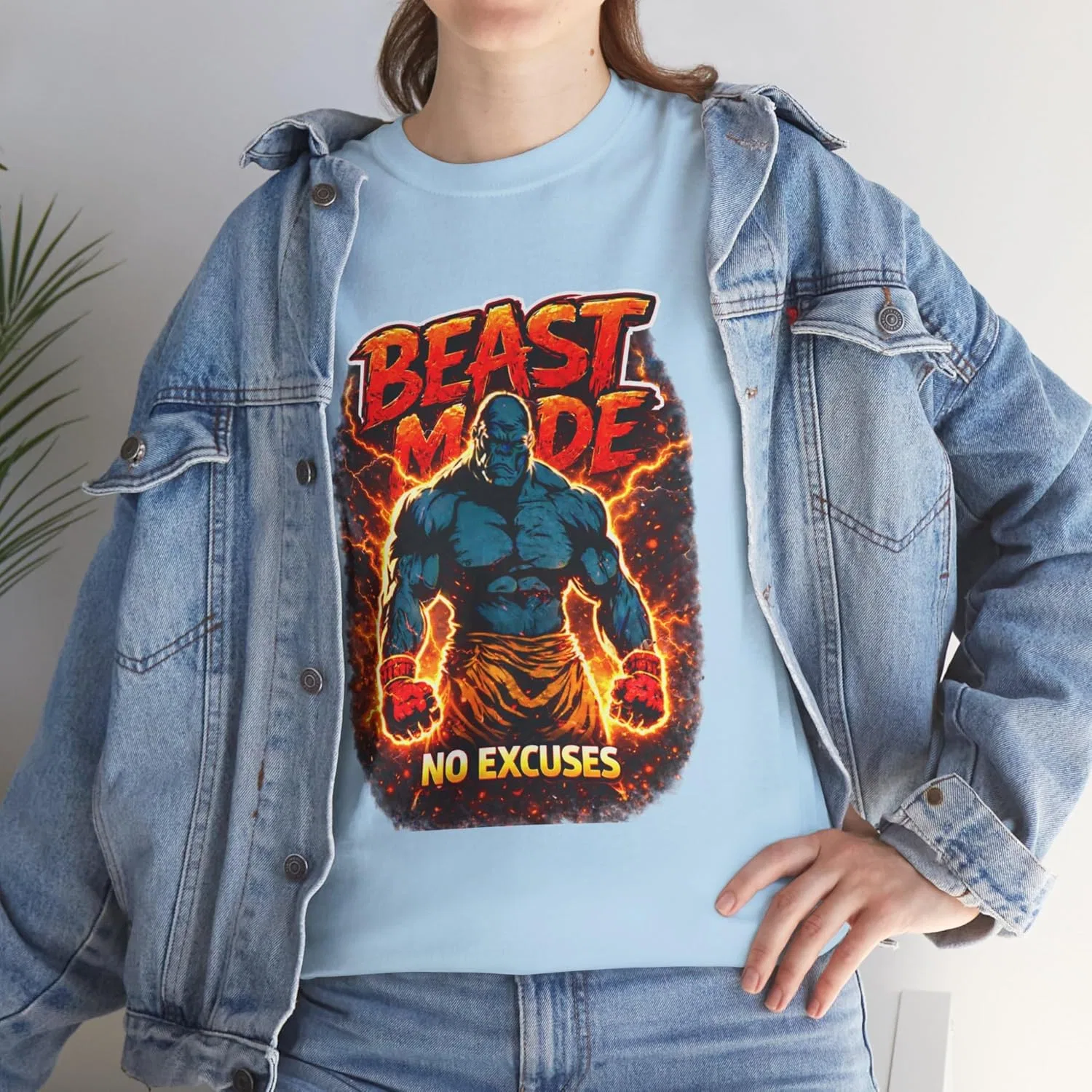 Футболка с принтом Beast Mode, Light Blue — фото 3