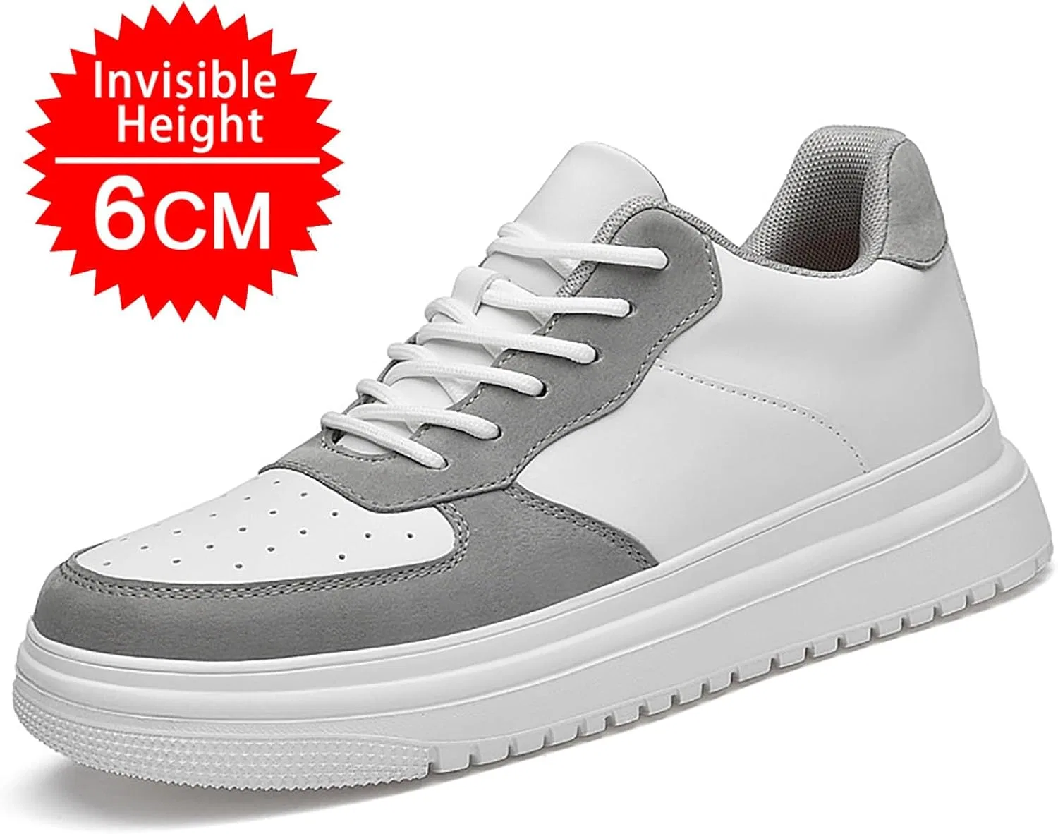 Кроссовки Schuhe mit Erhöhungen für Herren, 6/8/10 cm, Unisex, höhenverstellbar, lässige Schuhe mit Erhöhungen, rutschfeste, atmungsaktive Turnschuhe mit Erhöhungen, Schnürschuhe Generic, Grau — фото 4