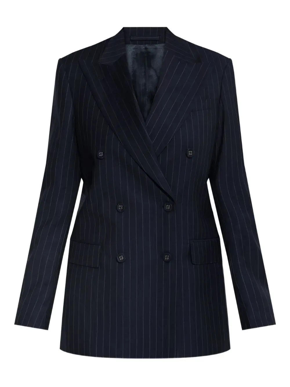 

Двубортный пиджак в тонкую полоску Officine Generale, синий