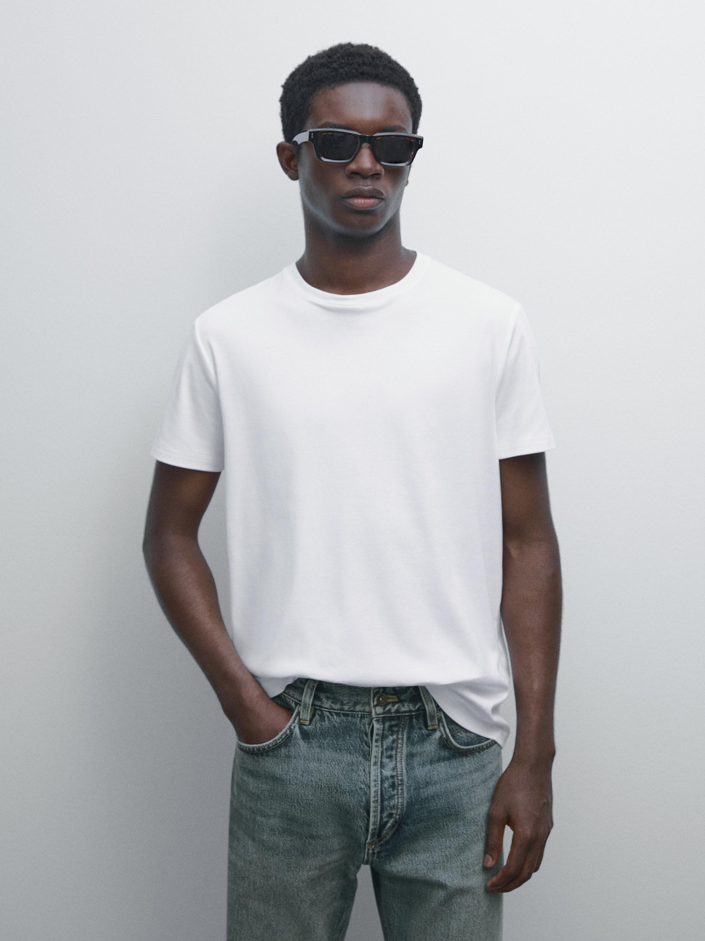 Футболка Massimo Dutti из мерсеризованного хлопка, белый