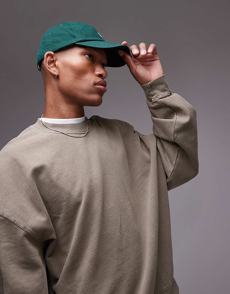 

Толстовка свободного кроя Topman цвета выцветшего хаки