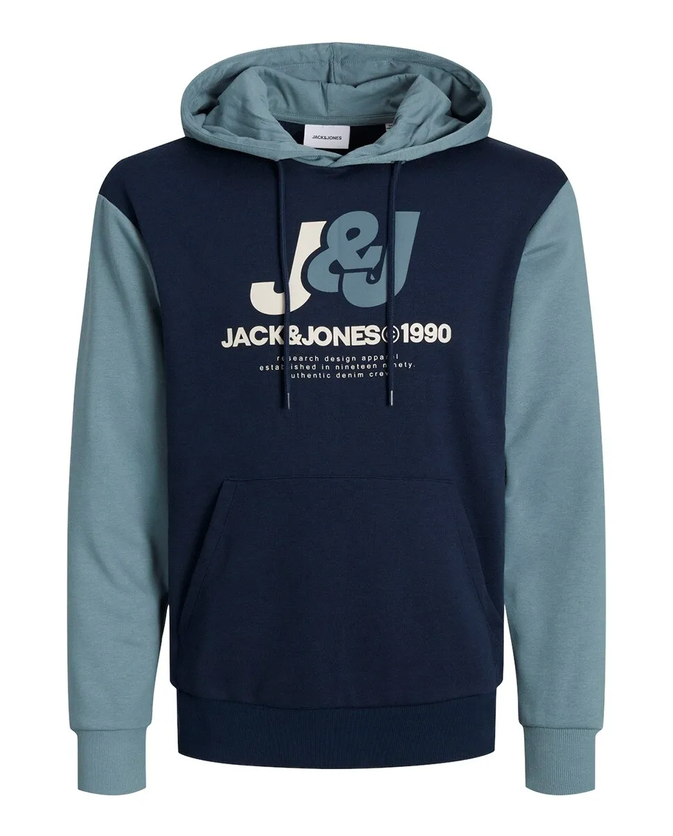 

Мужская толстовка с длинными рукавами и вышивкой спереди Jack & Jones, темно-синий