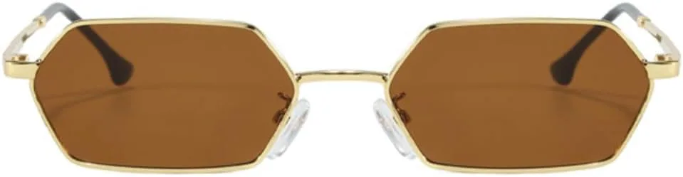 

Солнцезащитные очки с защитой UV400 | Металлическая оправа, цветные линзы | Для женщин и мужчин, для занятий спортом на открытом воздухе и вождения DSVIGF, Gold Brown