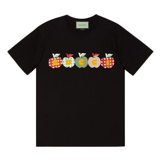 

Футболка fw21 apple short sleeves tee 'black' Gucci, черный