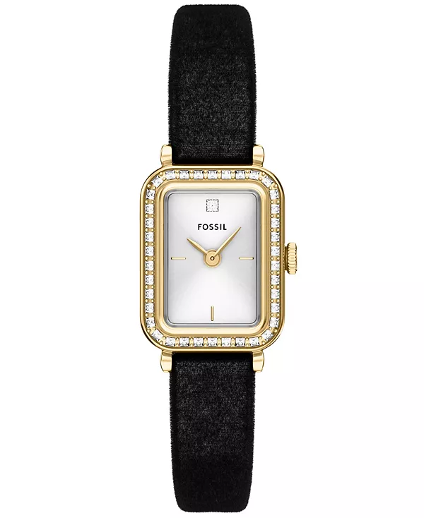 

Женские часы Raquel с двумя стрелками из черного бархата, 18 мм Fossil, black