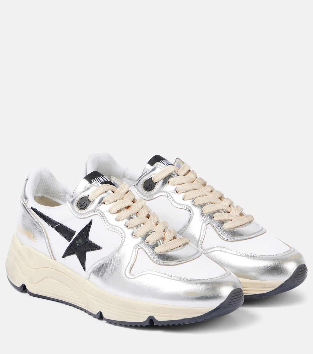 Кожаные кроссовки Running Sole Golden Goose, Silver/White/Black