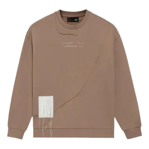 

Толстовка cf sports living series алфавит вышитый свободный круглый ворот свитер Li-Ning, коричневый
