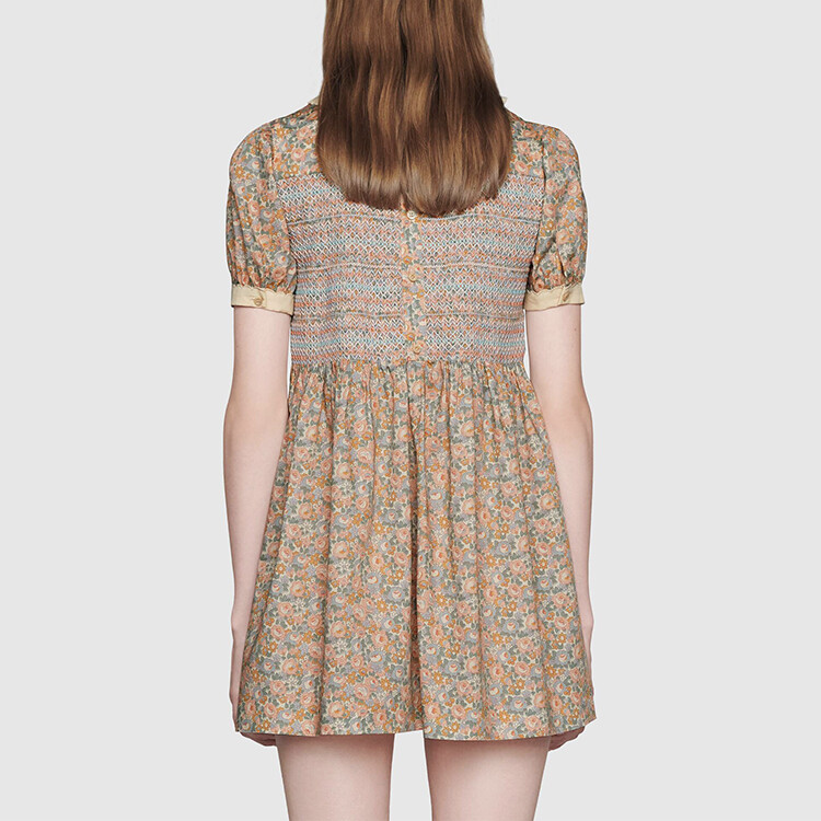 Платье Gucci с короткими рукавами, классический крой, коричневый — фото 3