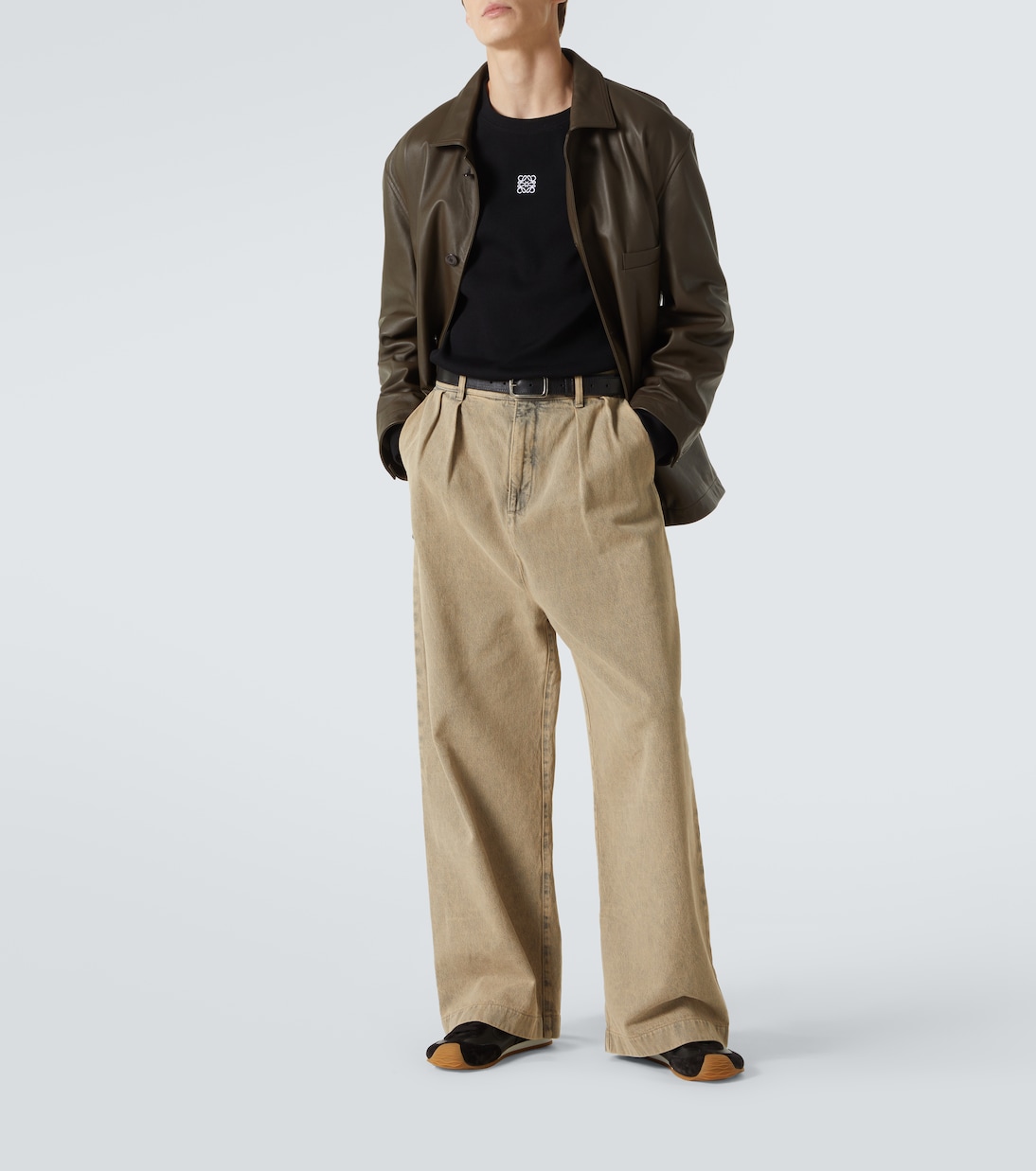 Анаграмма ребристая хлопковая футболка Loewe, черный — фото 2