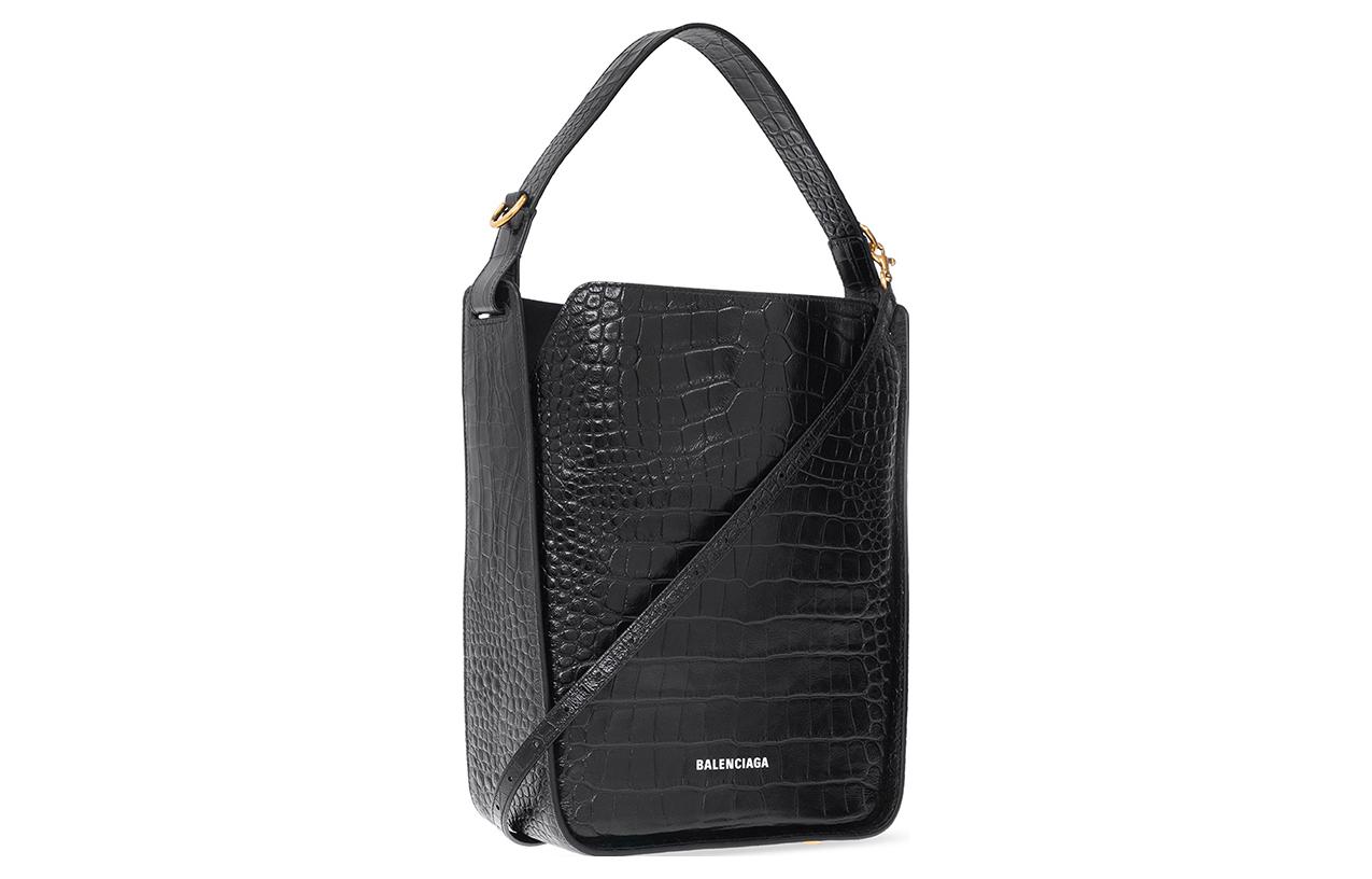 Кожаная наплечная сумка ABS унисекс черная Balenciaga — фото 2