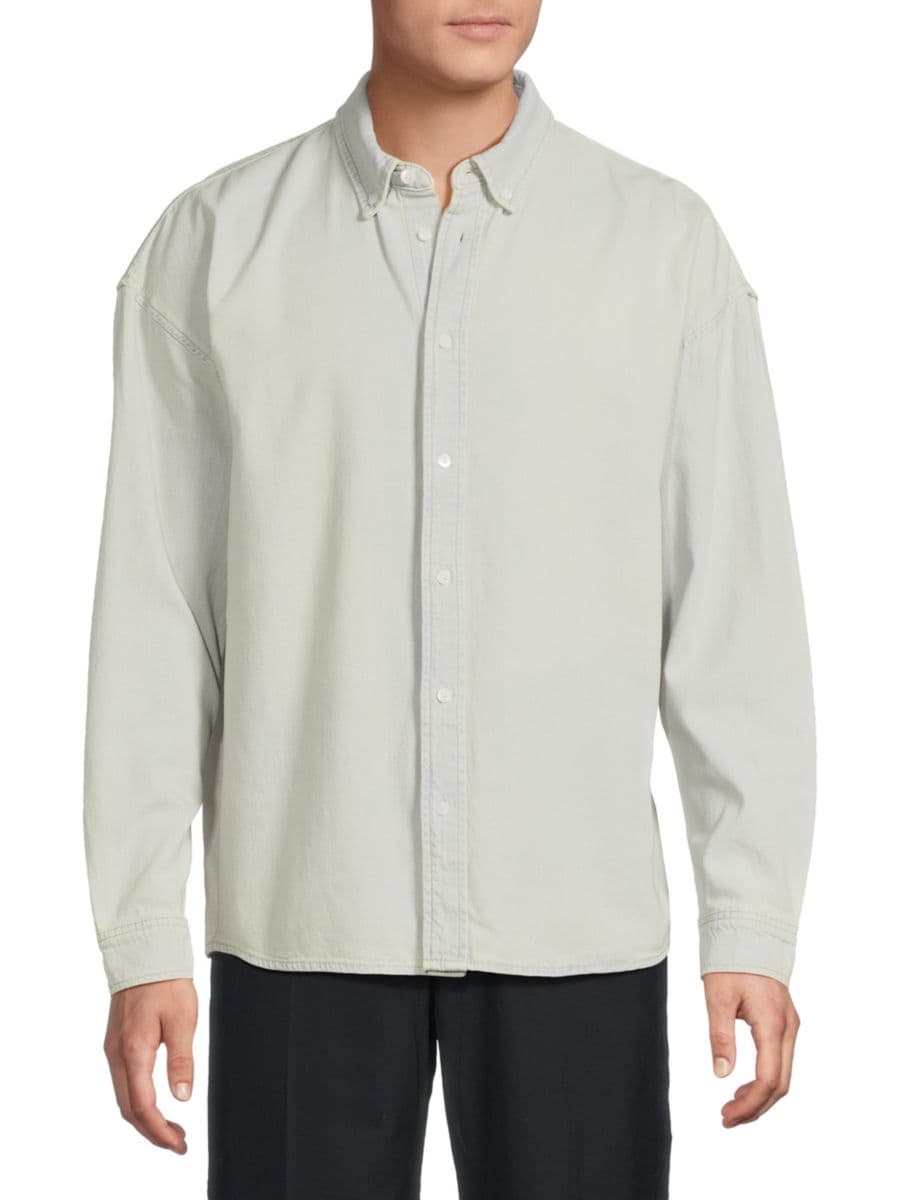 

Рубашка из стираного хлопкового денима Frame, белый