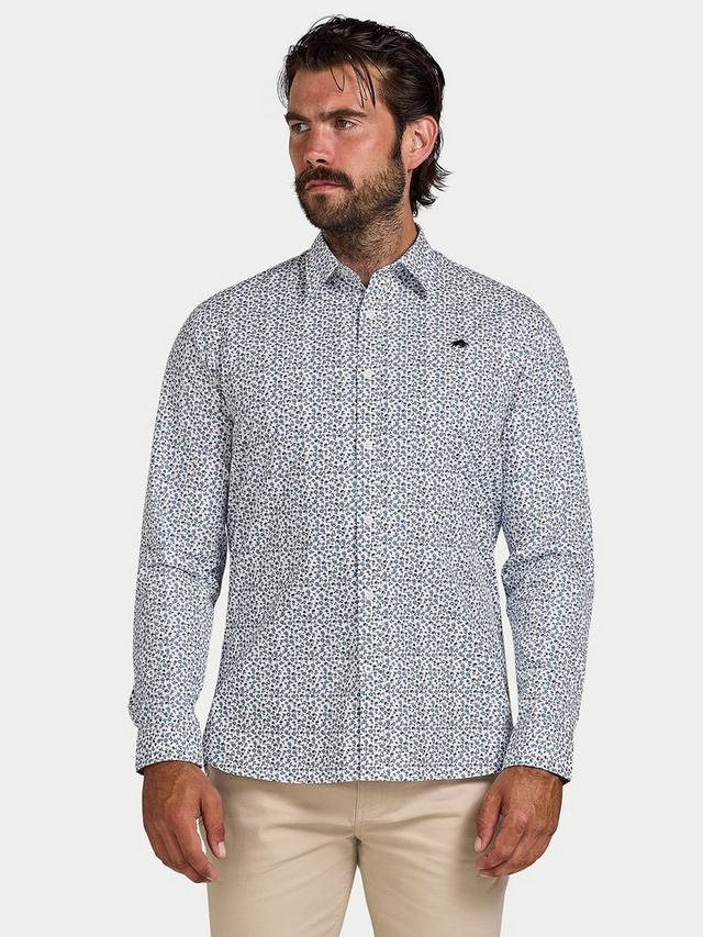 

Хлопковая рубашка обычного кроя с цветочным принтом Raging Bull, Sky Blue