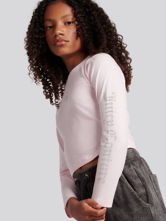 Детская хлопковая футболка с длинным рукавом и стразами Juicy Couture, Cherry Blossom — фото 3