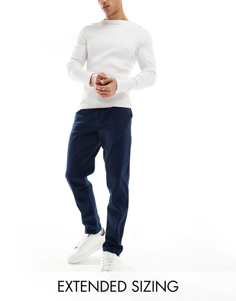 

Темно-синие зауженные чиносы ASOS DESIGN