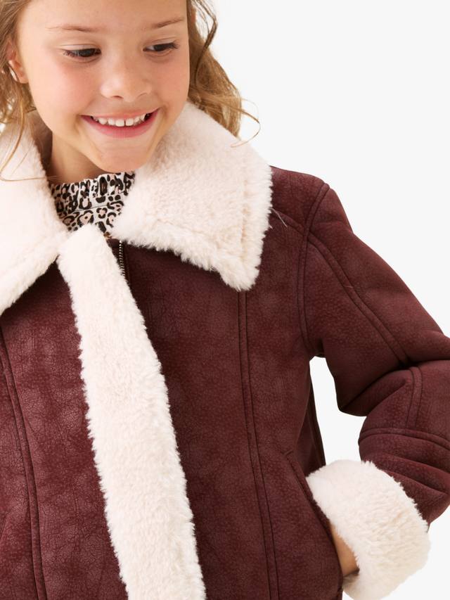 Детская куртка из искусственной кожи с мехом Angel & Rocket, Burgundy — фото 3