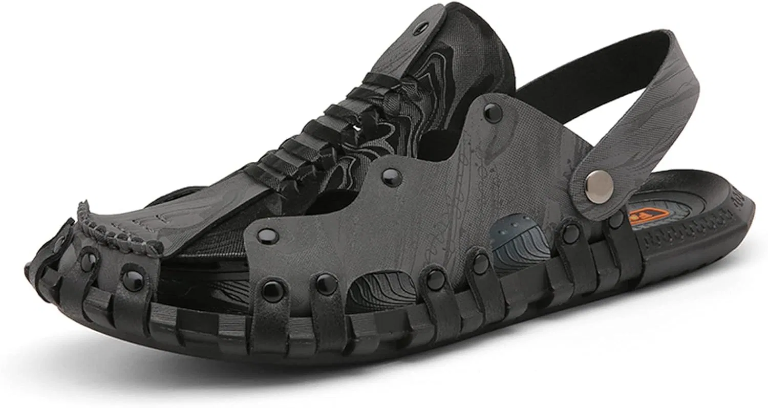 Мужские летние сандалии XIUH, дышащие мюли, модная летняя пляжная обувь, дышащая обувь для аквааэробики, летние сандалии ClogFunky, сандалии, мужская летняя обувь, мужские треккинговые сандалии, H Grey — фото 3