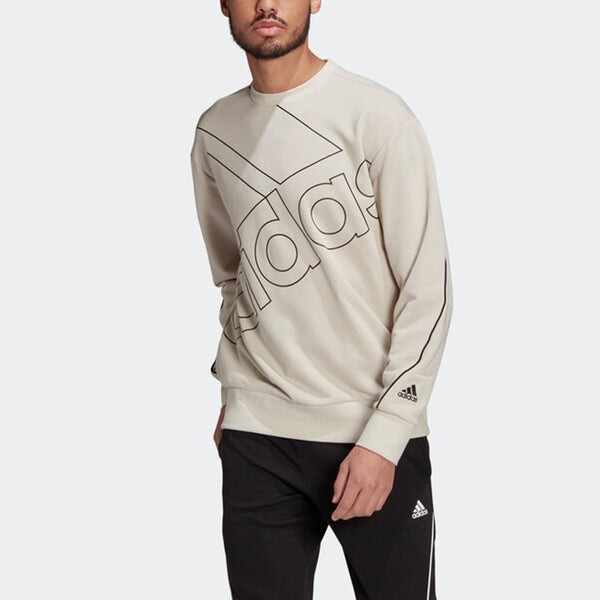 Толстовка adidas U Favs Q1 Swt Logo Printing Sports Pullover Round Neck Bauxite Brown, коричневый — фото 4