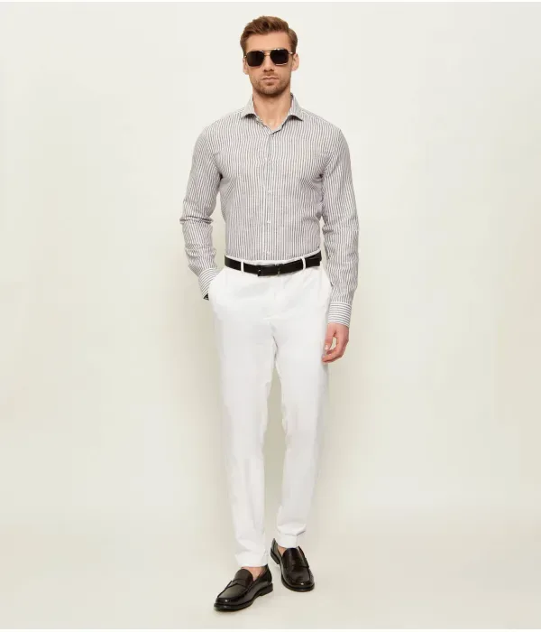 Льняная рубашка H-HANK-SP-B1-C1-261 slim fit Boss, коричневый — фото 2