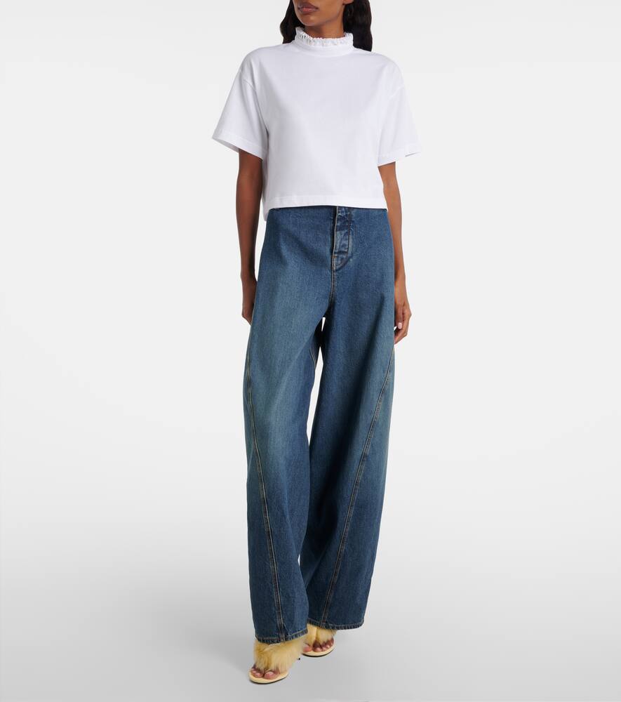 Шлёпанцы-танга из кожи и овчины Alaïa, Jaune Pale — фото 3