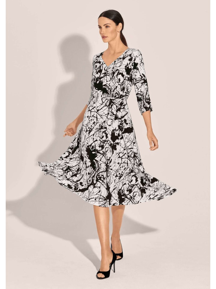 

MADELEINE Платье с уникальным принтом в бело-черных тонах