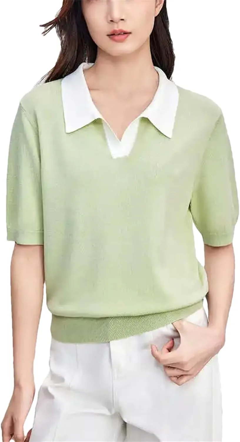 

Женская поло с отложным воротником и вышивкой, короткий рукав