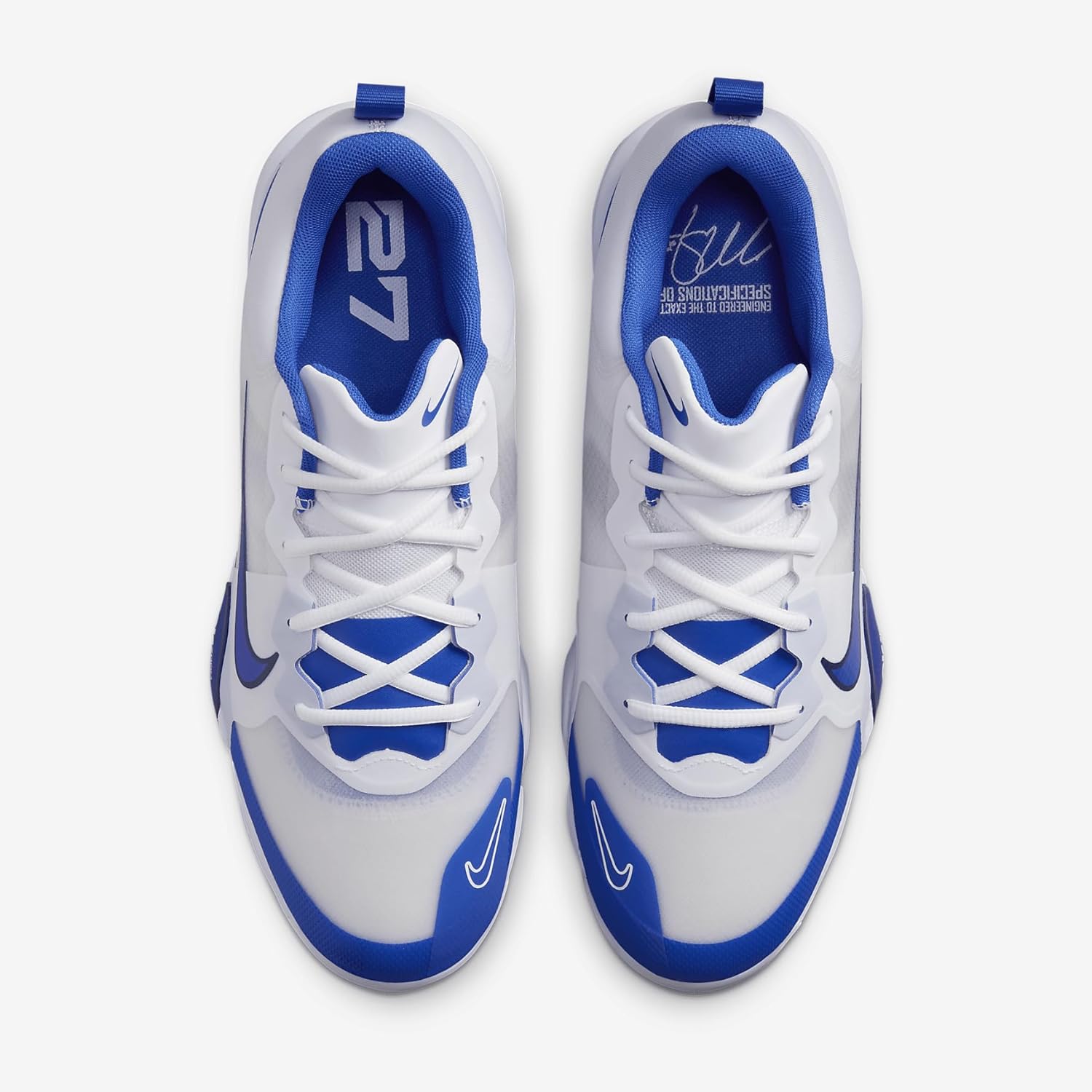 Бейсбольные бутсы Nike Force Zoom Trout 9 Pro Low для мужчин, White/Midnight Navy/Hyper Royal — фото 4