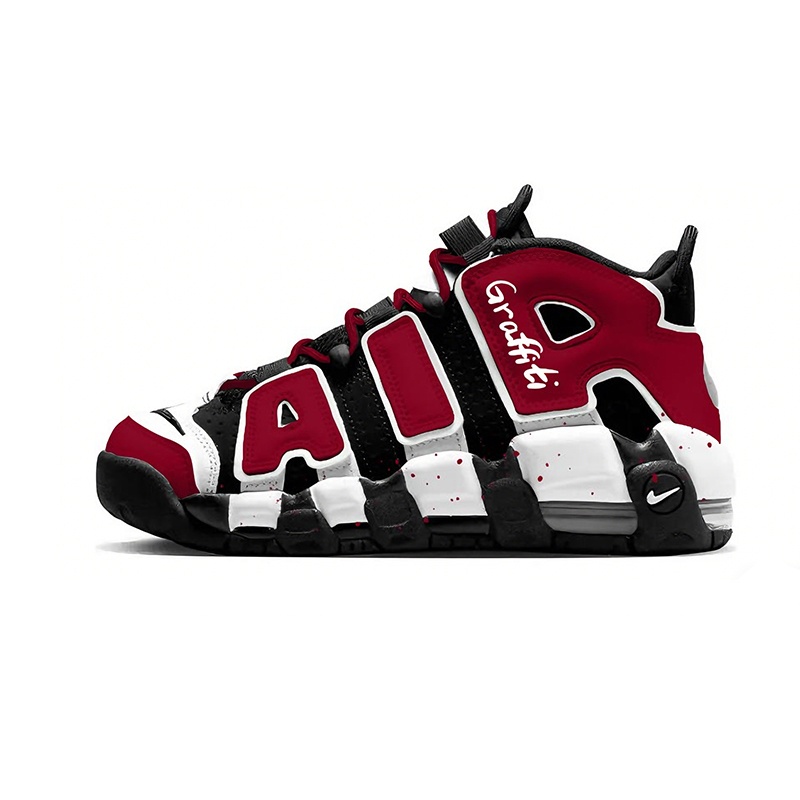 

Nike Air More Uptempo Red Rhyme In Snow Cushioning Mid top детские баскетбольные кроссовки Black Red для подростков