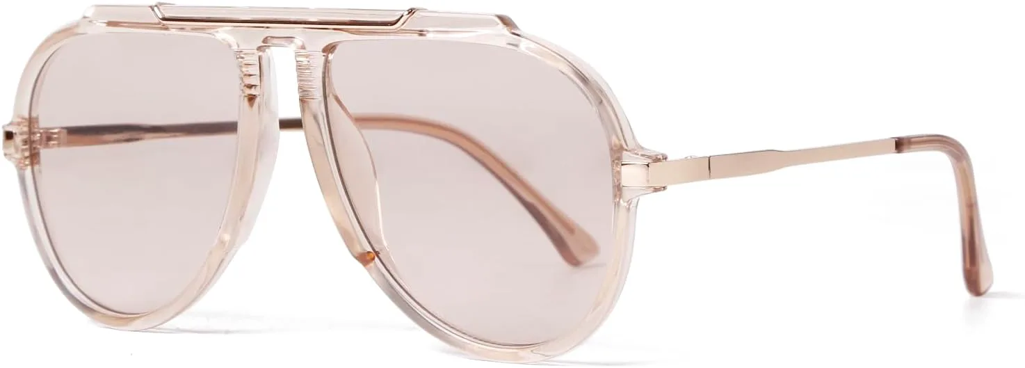 

Солнцезащитные очки-авиаторы ADE WU большого размера для женщин и мужчин, ретро-стиль 70-х, квадратная форма, не спутываются, Clear Frame Light Taupe Lens