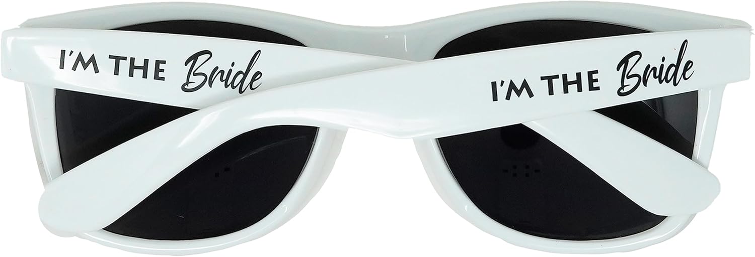 

Стильные поляризованные солнцезащитные очки Funky Junque в стиле ретро — защита от УФ-излучения, классические очки унисекс — для девичника, однотонные, в выгодных комплектах, I'm the Bride - White