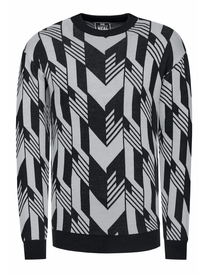 

Контрастный тонкий вязаный свитер с круглым вырезом черного/серого цвета Rusty Neal