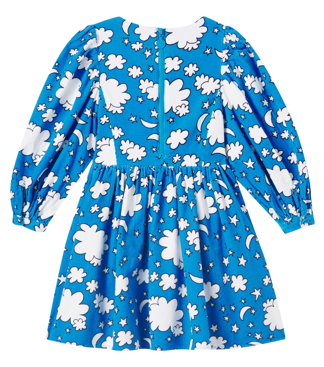 Платье из хлопкового вельвета с принтом Stella McCartney Kids, Azzurro/Multicolor — фото 3