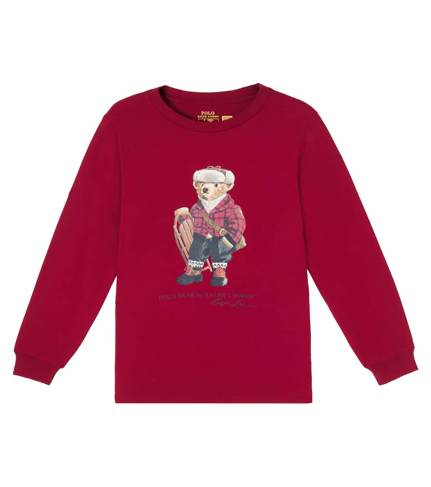 

Футболка Polo Bear из хлопкового джерси Polo Ralph Lauren Kids, Hol25 Bear Holiday Red