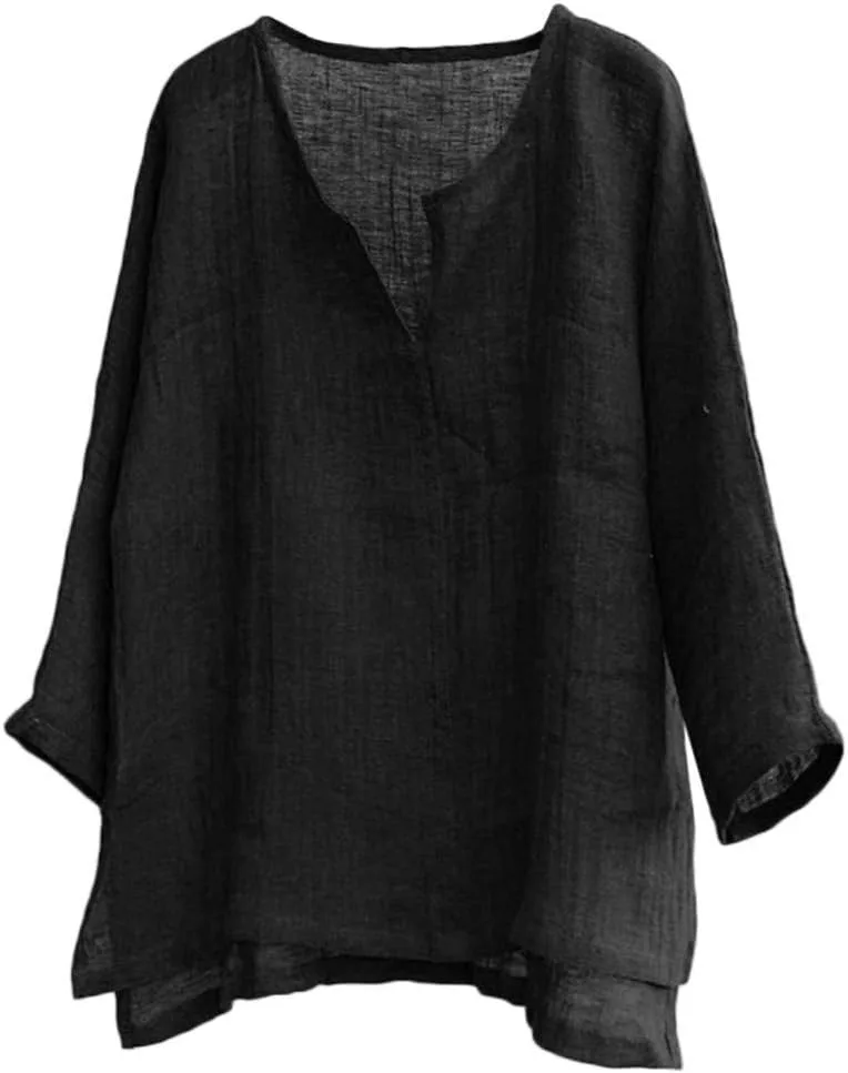 

Мужская хлопковая льняная футболка с V-образным вырезом и длинным рукавом JPLZi