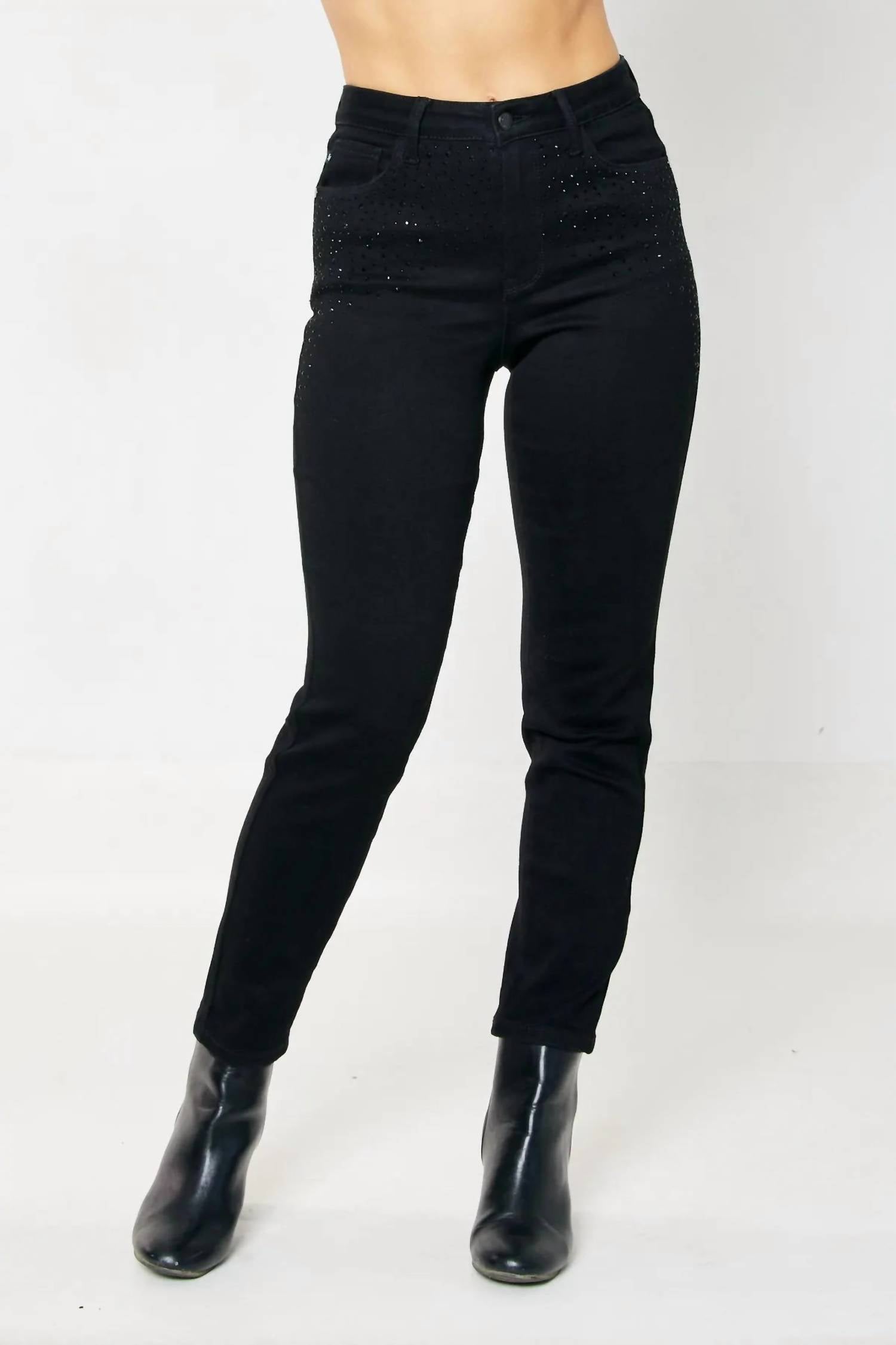 

Джинсы Slim Fit со стразами черного цвета Judy Blue