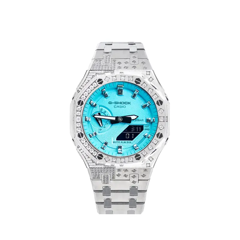 

CASIO Часы Unisex Liquid Crystal/Analog Dual Display Series Blue Watch, Tiffany Blue Star Diamond Silver Steel