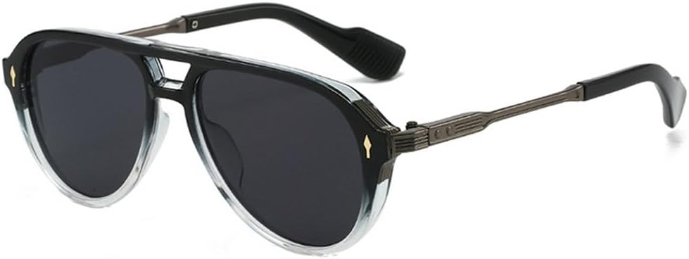 

Ретро-солнцезащитные очки с двойной перемычкой для женщин, роскошные солнцезащитные очки с заклепками для мужчин, солнцезащитные очки UV400, модные солнцезащитные очки для активного отдыха и спорта TKKTLLT, Black Clear Gray