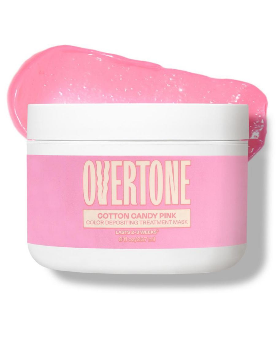 

Красящая маска для волос - полуперманентная краска для волос + глубокий кондиционер, банка 237 мл Overtone, Cotton candy pink