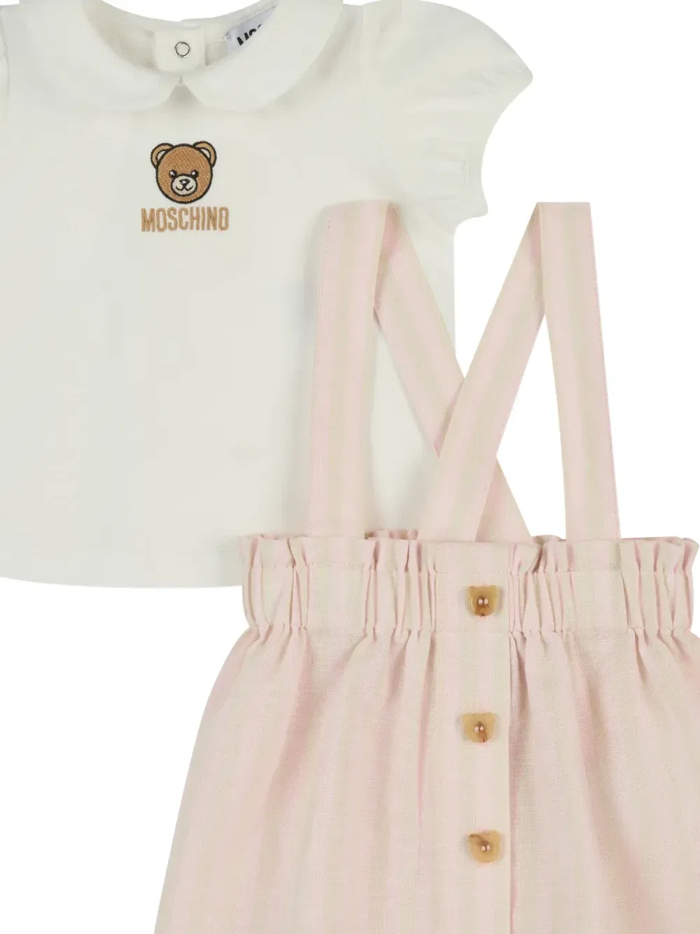 Полосатый комбинезон на пуговицах Moschino Kids, белый — фото 3
