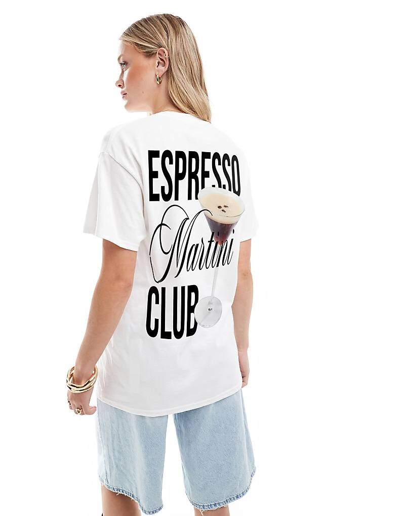 

ASOS DESIGN — белая футболка оверсайз с изображением Espresso Martini Club