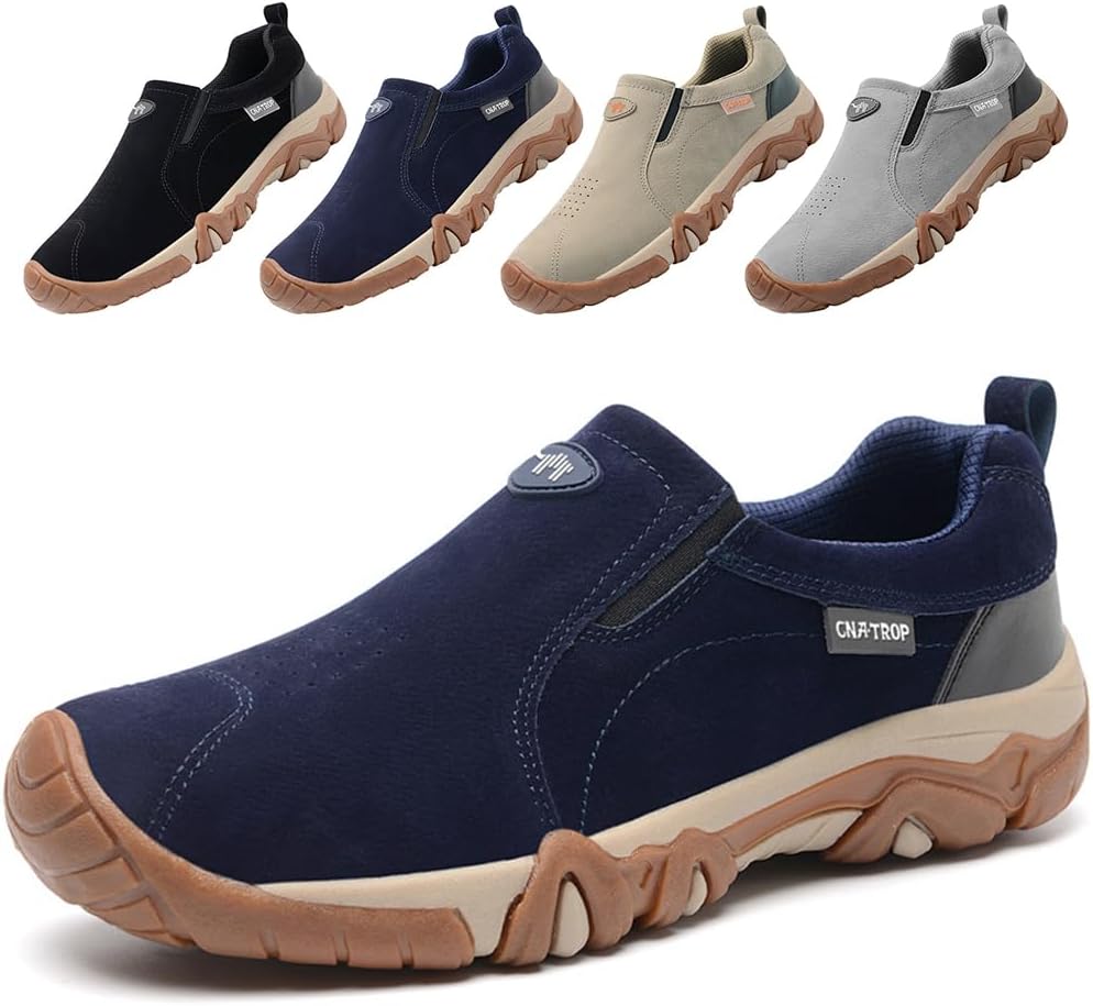 

Мужские прогулочные туфли, кроссовки без шнурков, толстая подошва, противоскользящие, для улицы, для походов, треккинга, с каблуком, дышащие, для скалолазания, уличные, легко надеваются и снимаются, без шнурков Soft Time Toy, синий