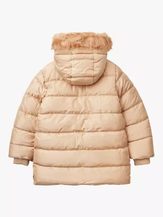 Детская пуховая куртка с подкладкой из искусственного меха, бежевая Benetton — фото 2