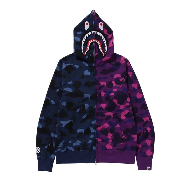 

Худи BAPE Color Camo Separate Shark Full Zip Hoodie, цвет Navy/Purple
