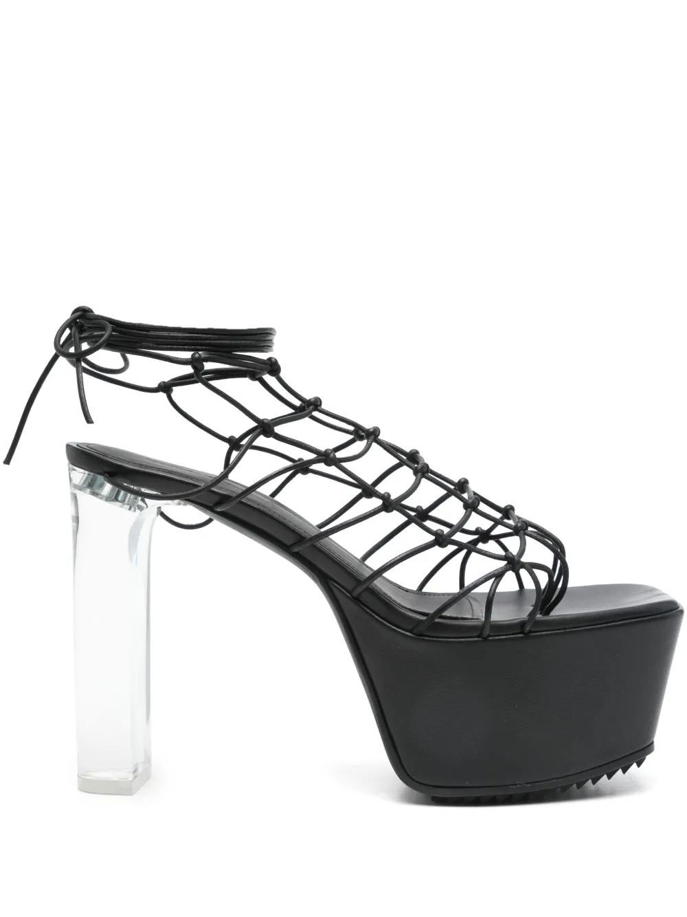 Босоножки на платформе с отделкой Web Rick Owens, черный