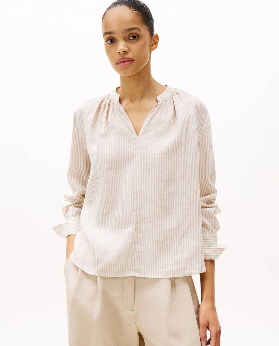 

Льняная блузка с длинными рукавами Tommy Hilfiger, коричневый