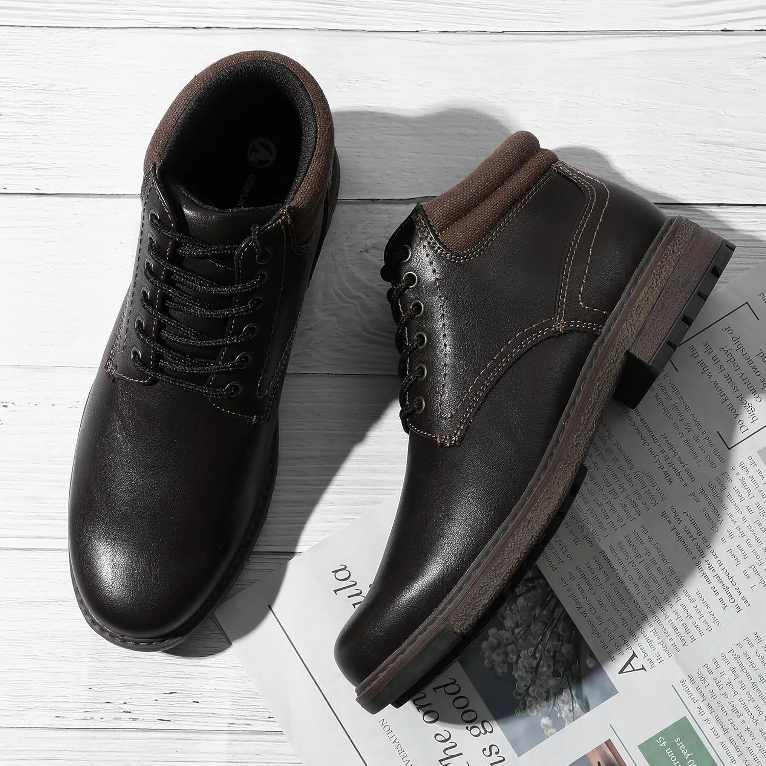 Мужские повседневные ботинки shoeslocker, ботинки на щиколотку для мужчин, классические туфли-лоферы, водонепроницаемые и противоскользящие, коричневый — фото 3